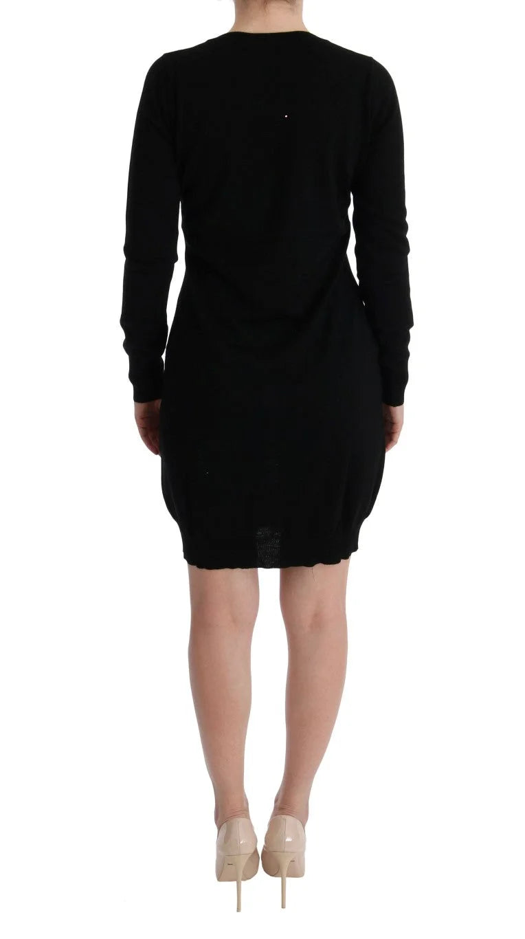 MARGHI LO’ Black Wool Long Sleeve Shift Dress - Dresses
