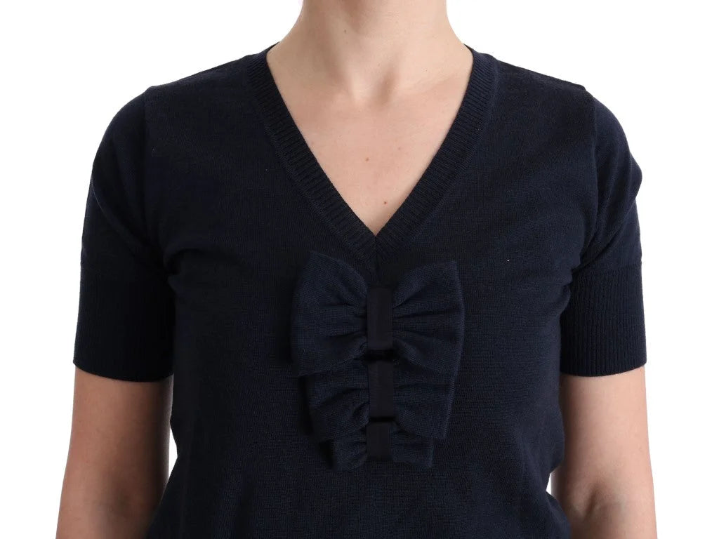 MARGHI LO’ Blue 100% Lana Wool Blouse Top - T-Shirts
