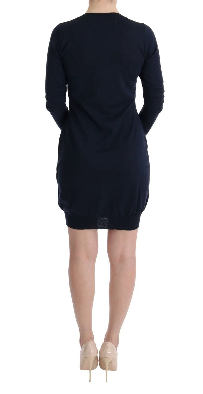 MARGHI LO’ Blue Wool Long Sleeve Shift Dress - Dresses