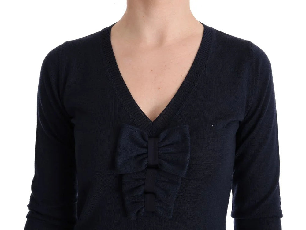 MARGHI LO’ Blue Wool Long Sleeve Shift Dress - Dresses