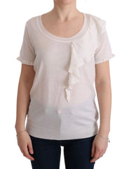 MARGHI LO’ White 100% Lana Wool Top Blouse T-shirt - IT46|XL - T-Shirts