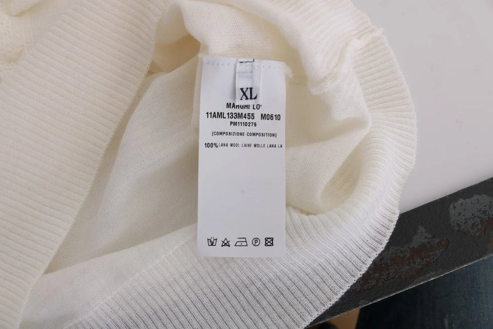 MARGHI LO’ White 100% Lana Wool Top Blouse T-shirt - IT46|XL - T-Shirts