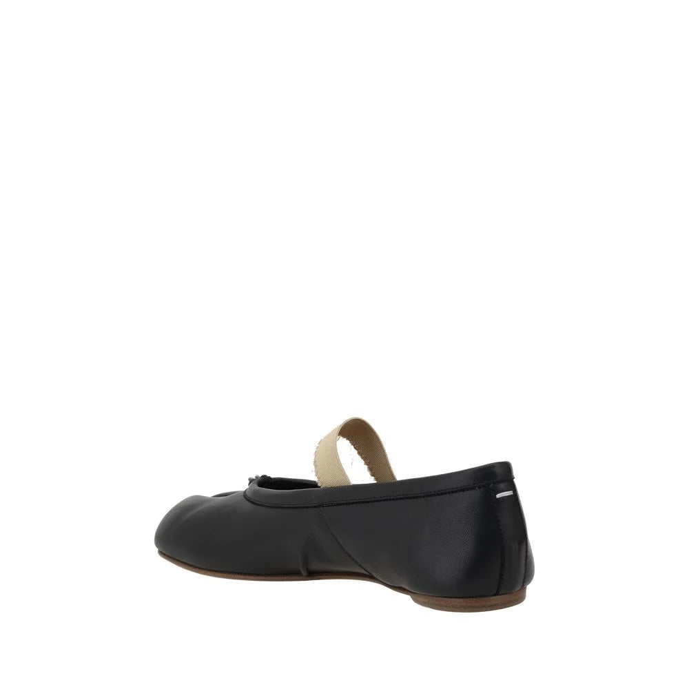 Margiela Black Calf Leather Bos Taurus Ballet Flats - EU40/US10