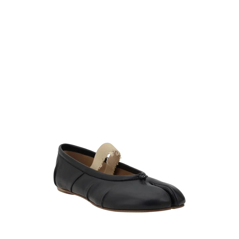 Margiela Black Calf Leather Bos Taurus Ballet Flats - EU40/US10