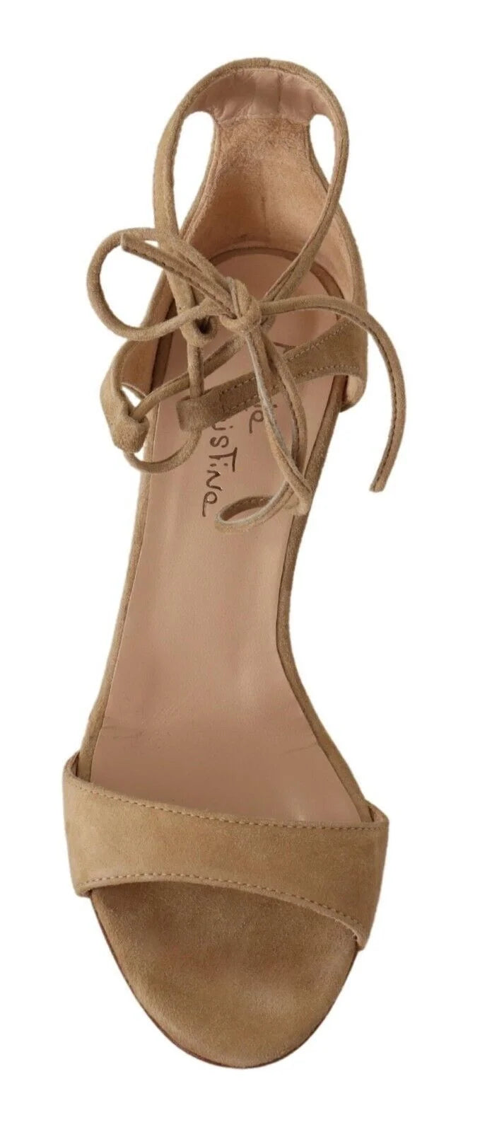 Maria Christina Beige Suede Leather Ankle Strap Pumps Shoes - EU35/US4.5 - Heels
