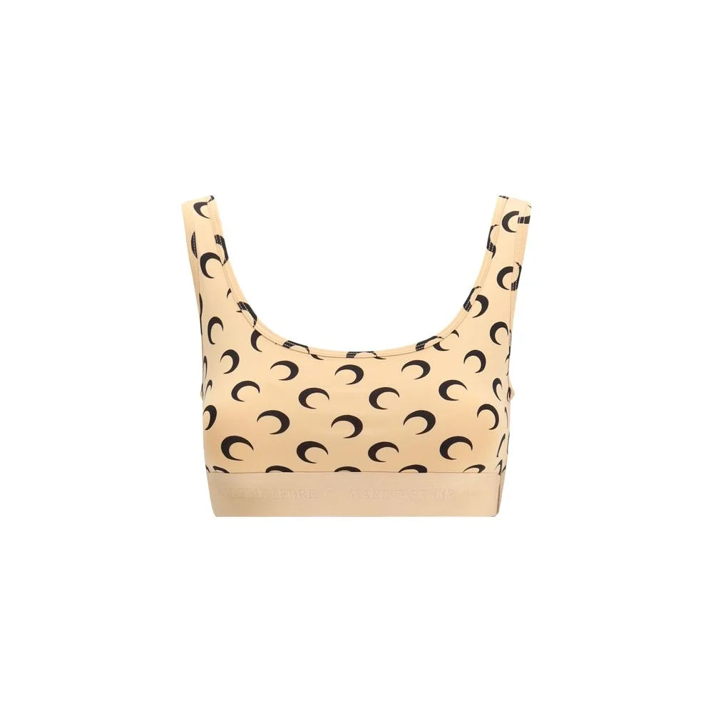 Marine Serre Beige Polyamide Sport Bra