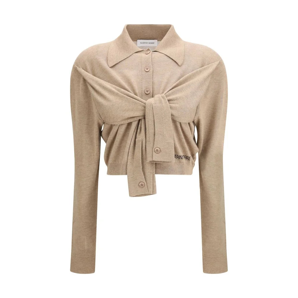 Marine Serre Beige Viscose Cardigan