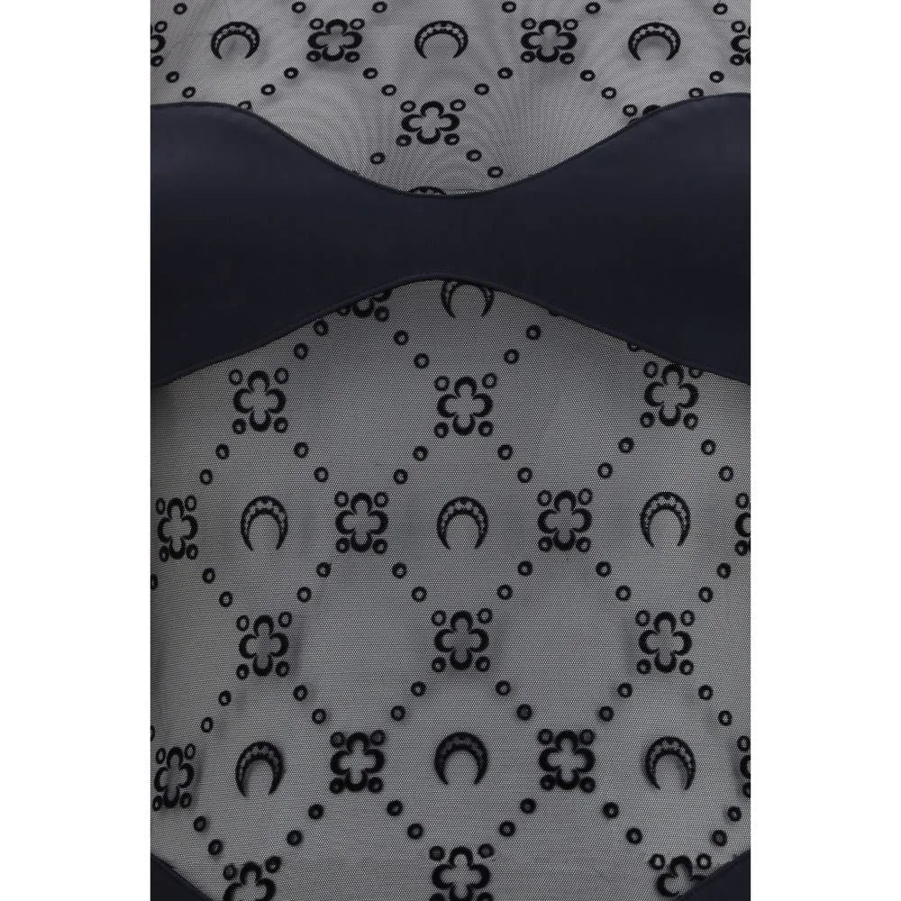 Marine Serre Black Polyamide Bodysuit