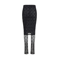Marine Serre Black Recycled Polyamide Midi Skirt - S