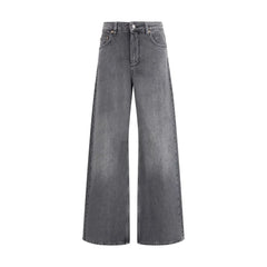 Marine Serre Gray Cotton Flared Jeans