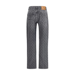 Marine Serre Gray Cotton Straight-Leg Jeans
