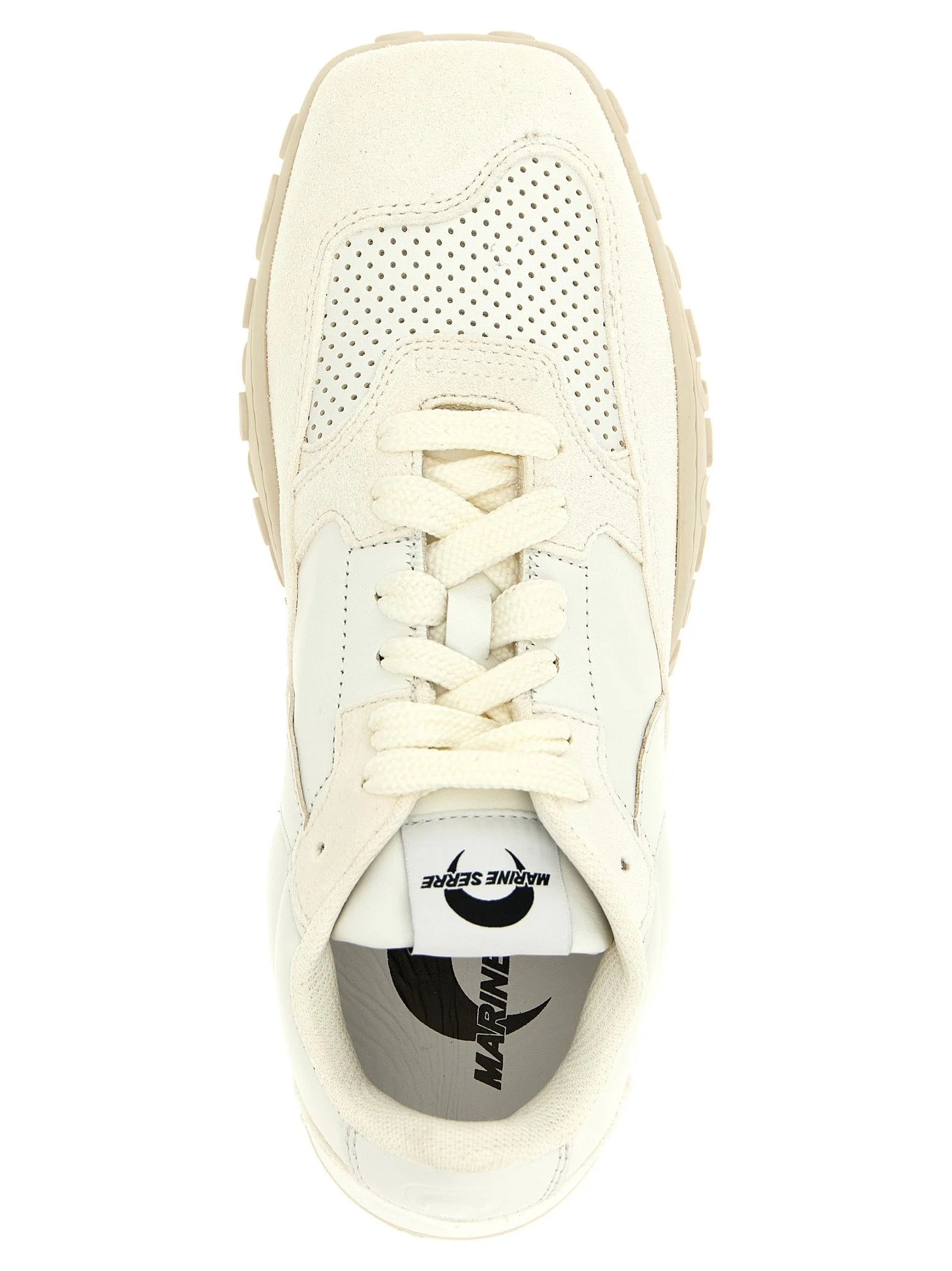 Marine Serre White Calfskin Athletic Sneakers