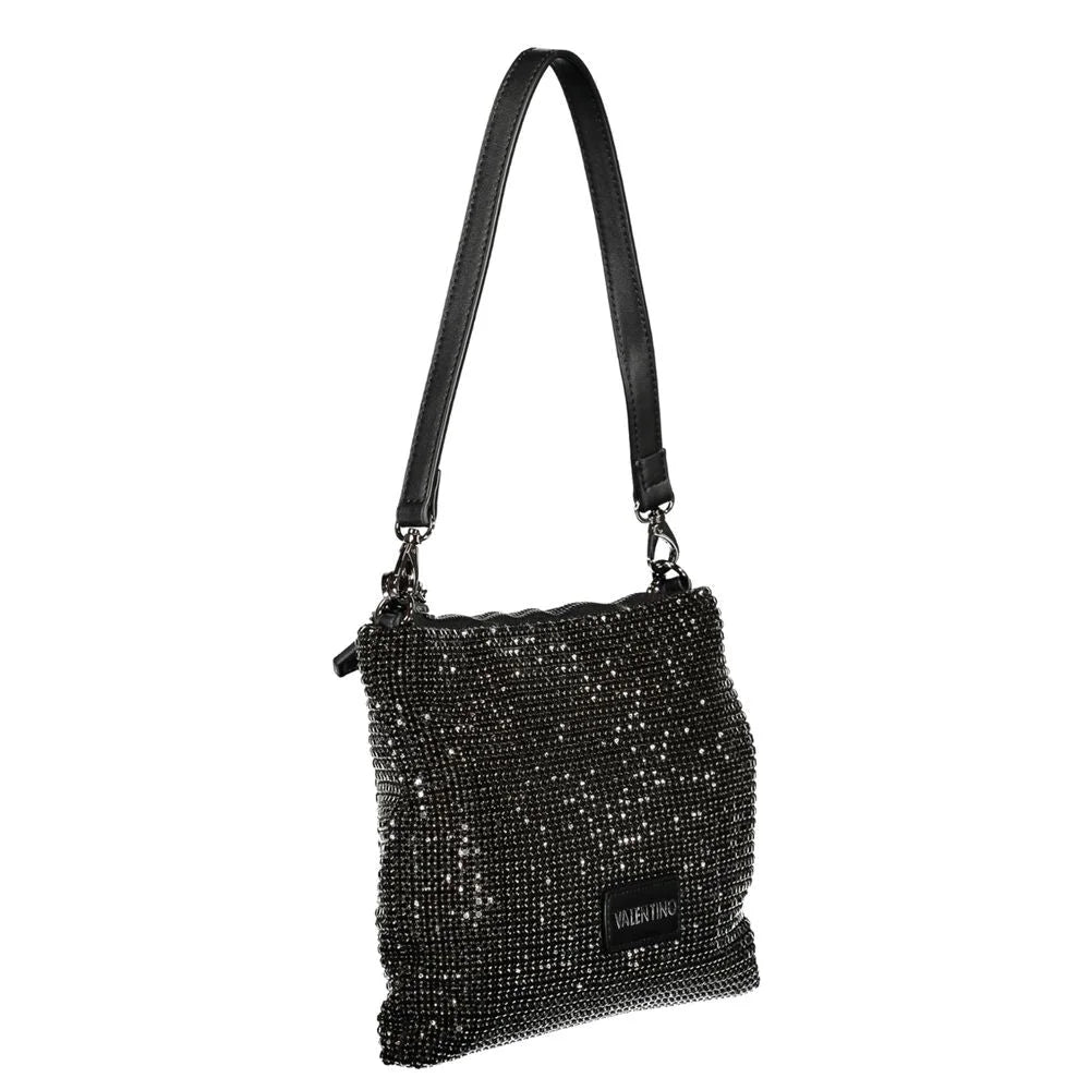 Mario Valentino Black Polyester Women Handbag with Rhinestone Details