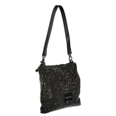 Mario Valentino Black Polyester Women Handbag with Rhinestone Details