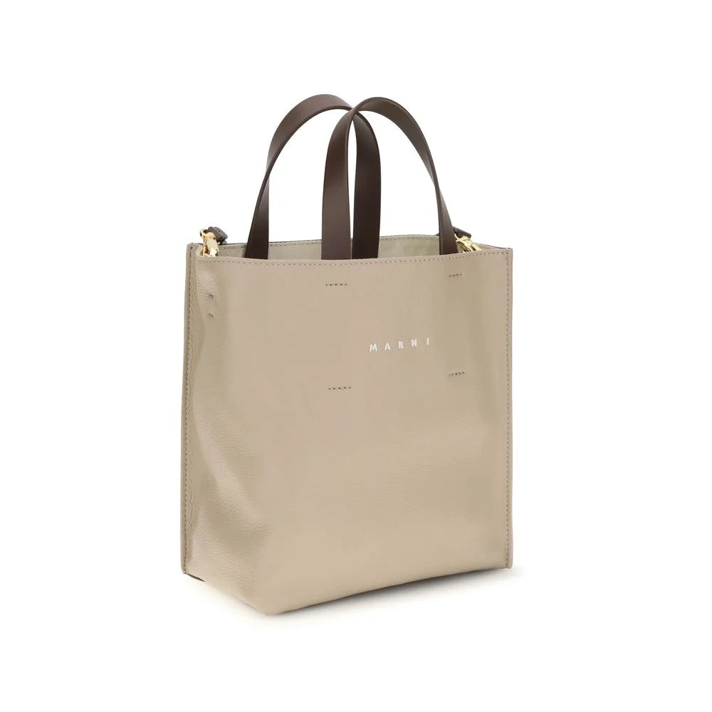 Marni Beige Calf Leather Bos Taurus Shoulder Bag