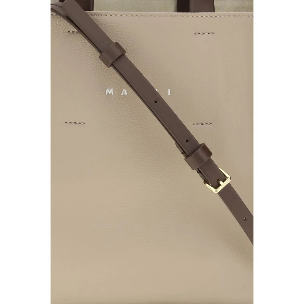 Marni Beige Calf Leather Bos Taurus Shoulder Bag