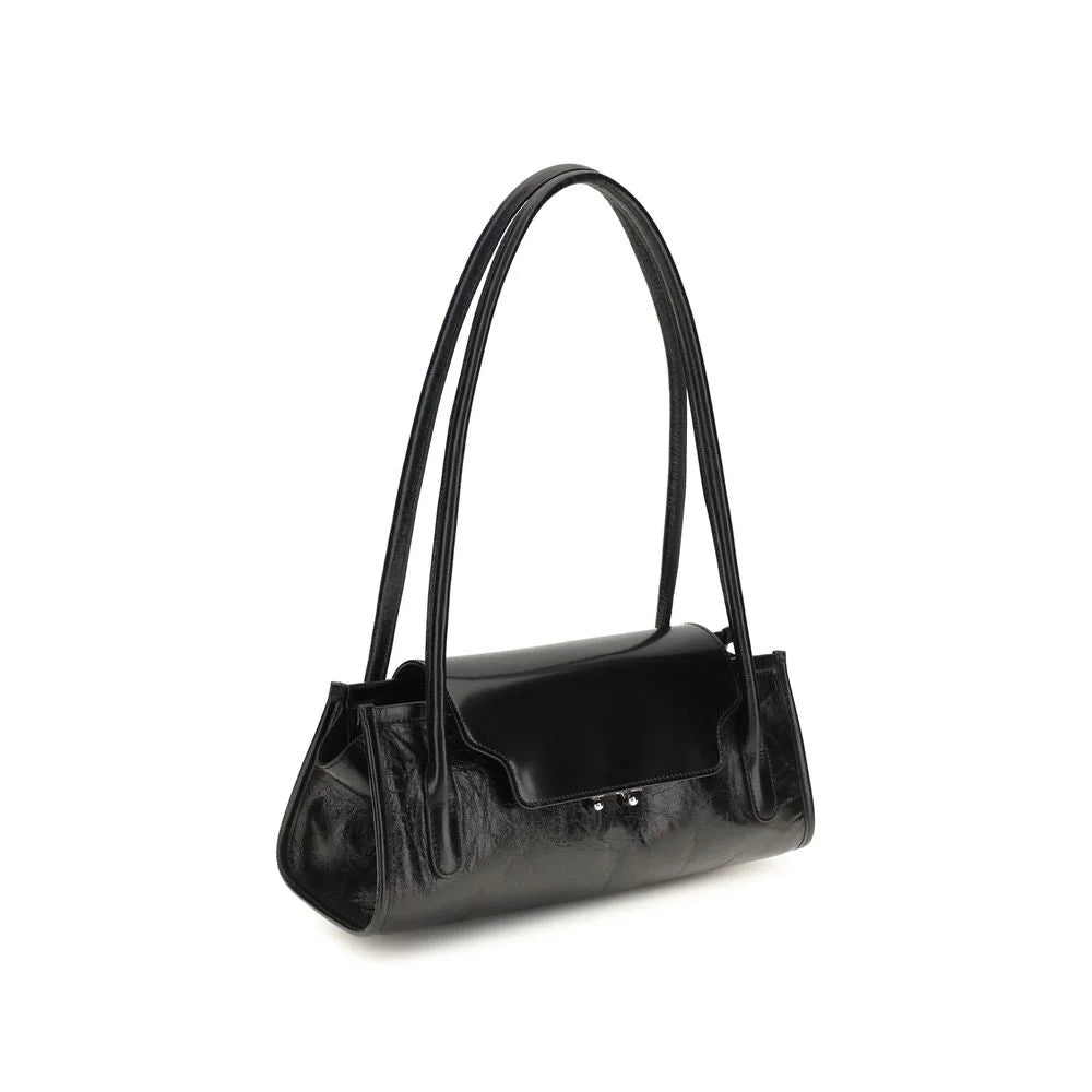 Borsa a spalla Marni in vitello nero Bos Taurus