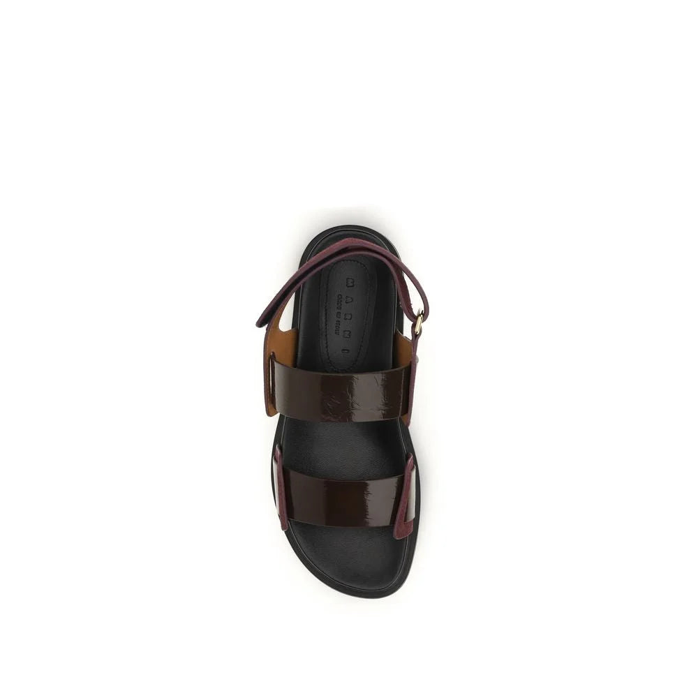 Marni Black Calf Leather Bos Taurus Strap-On Sandals - EU41/US11