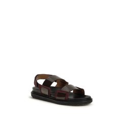 Marni Black Calf Leather Bos Taurus Strap-On Sandals - EU41/US11