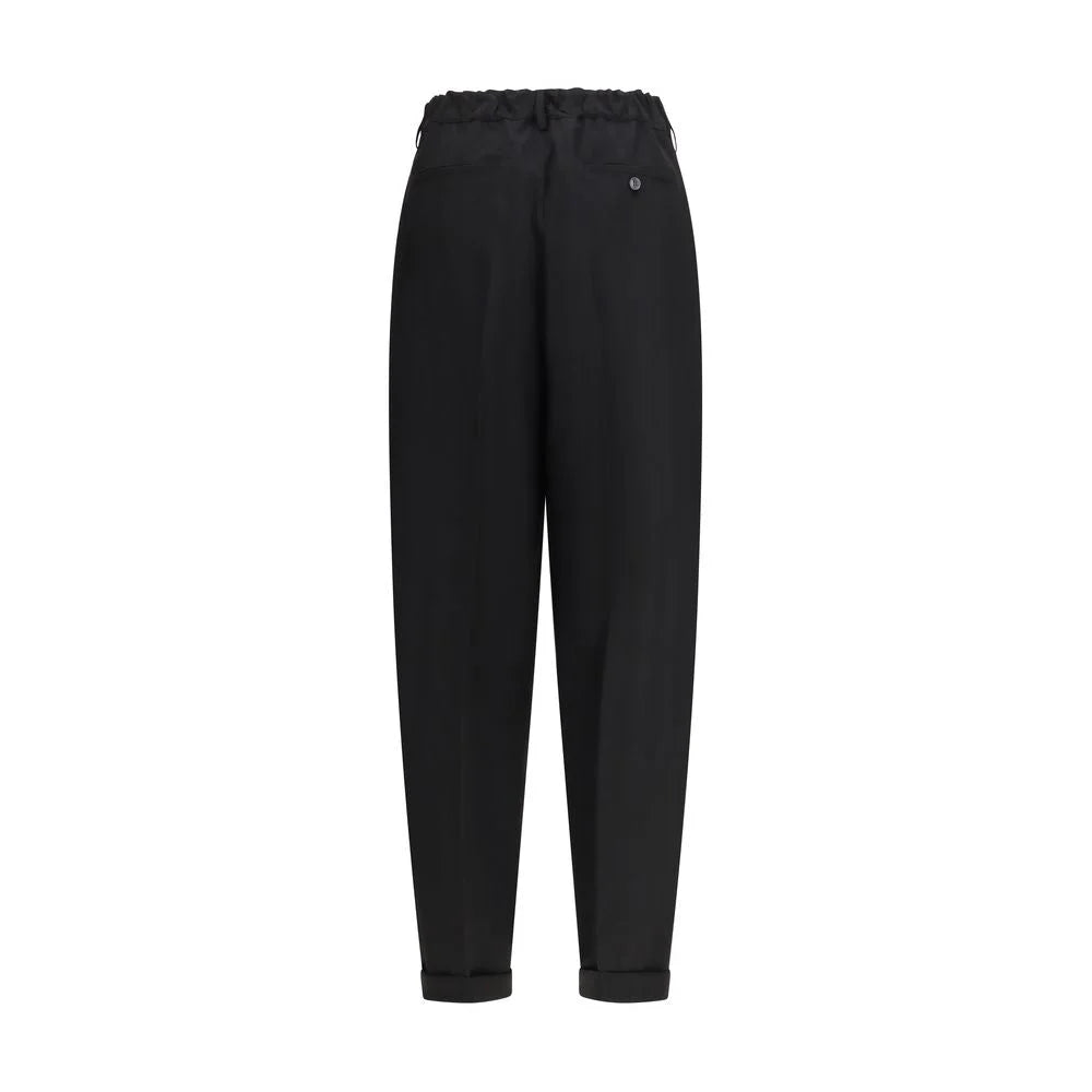 Marni Black Fleece Wool Casual Pants - Trousers