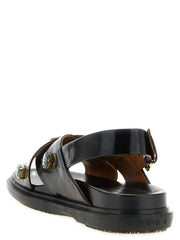 Marni Black Lamb Leather Flat Sandals