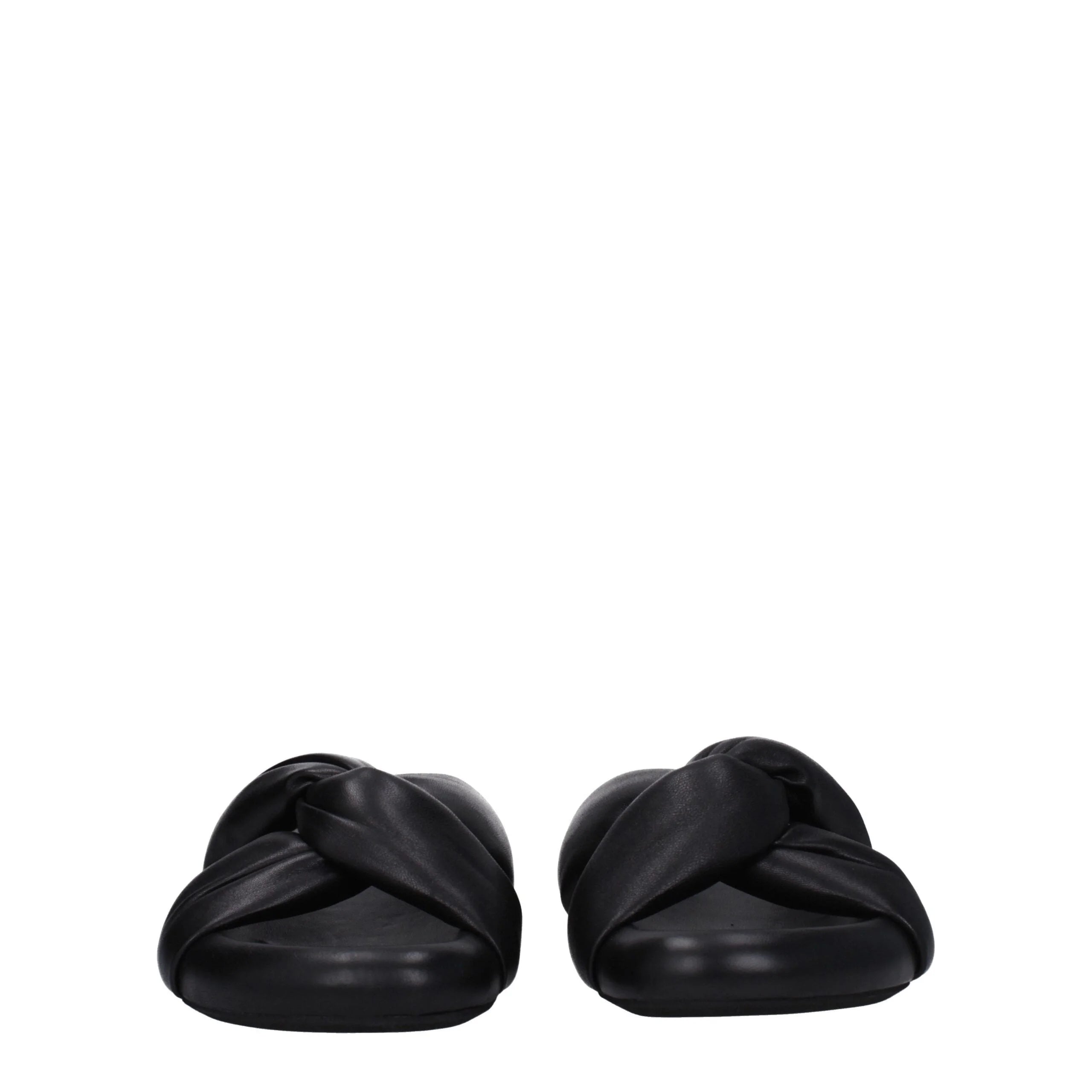 Marni Black Leather Slippers Sandals