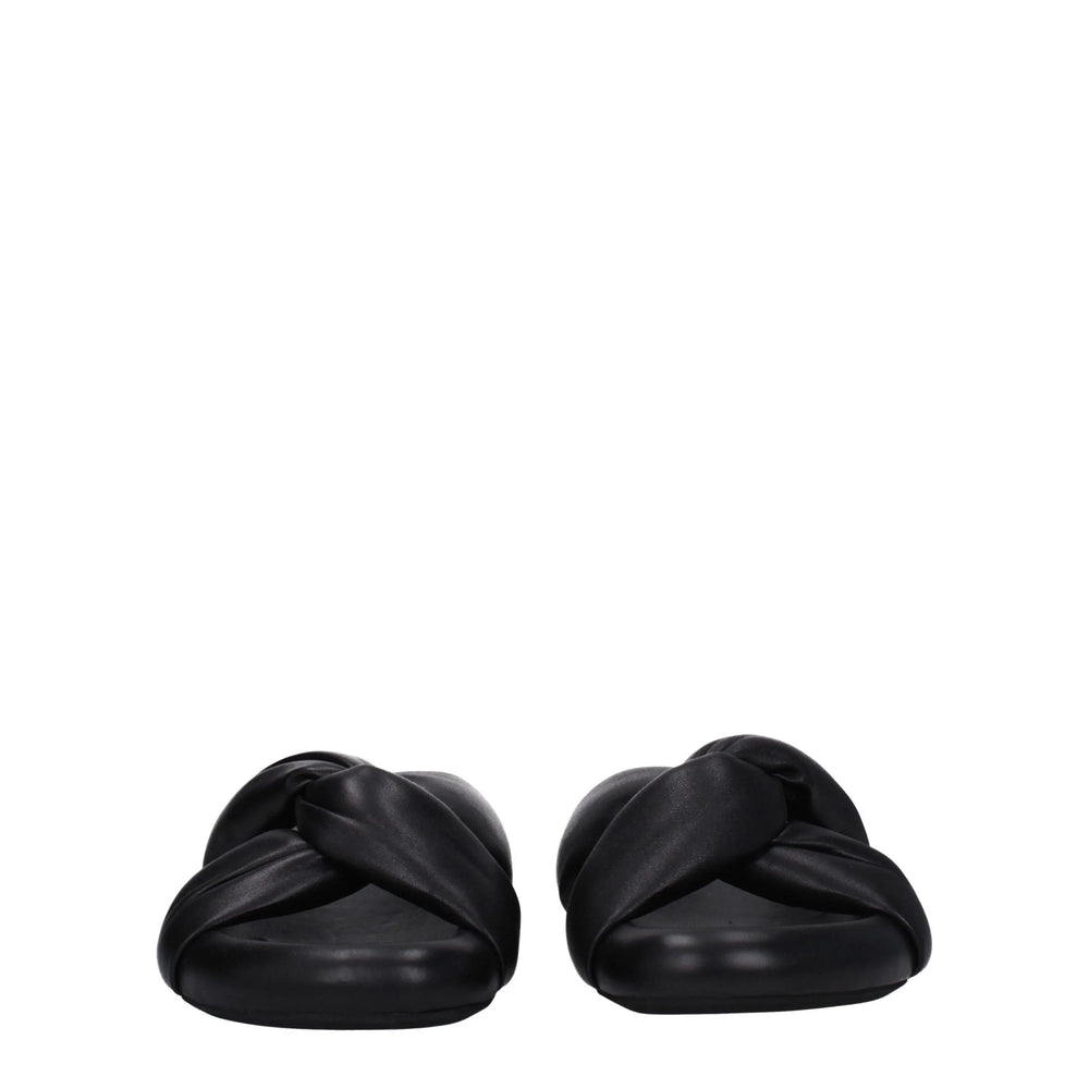 Marni Black Leather Slippers Sandals