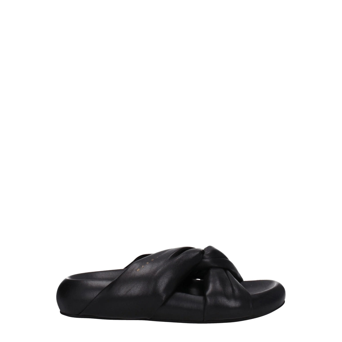 Marni Black Leather Slippers Sandals