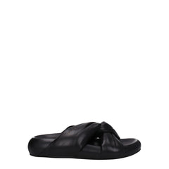 Marni Black Leather Slippers Sandals