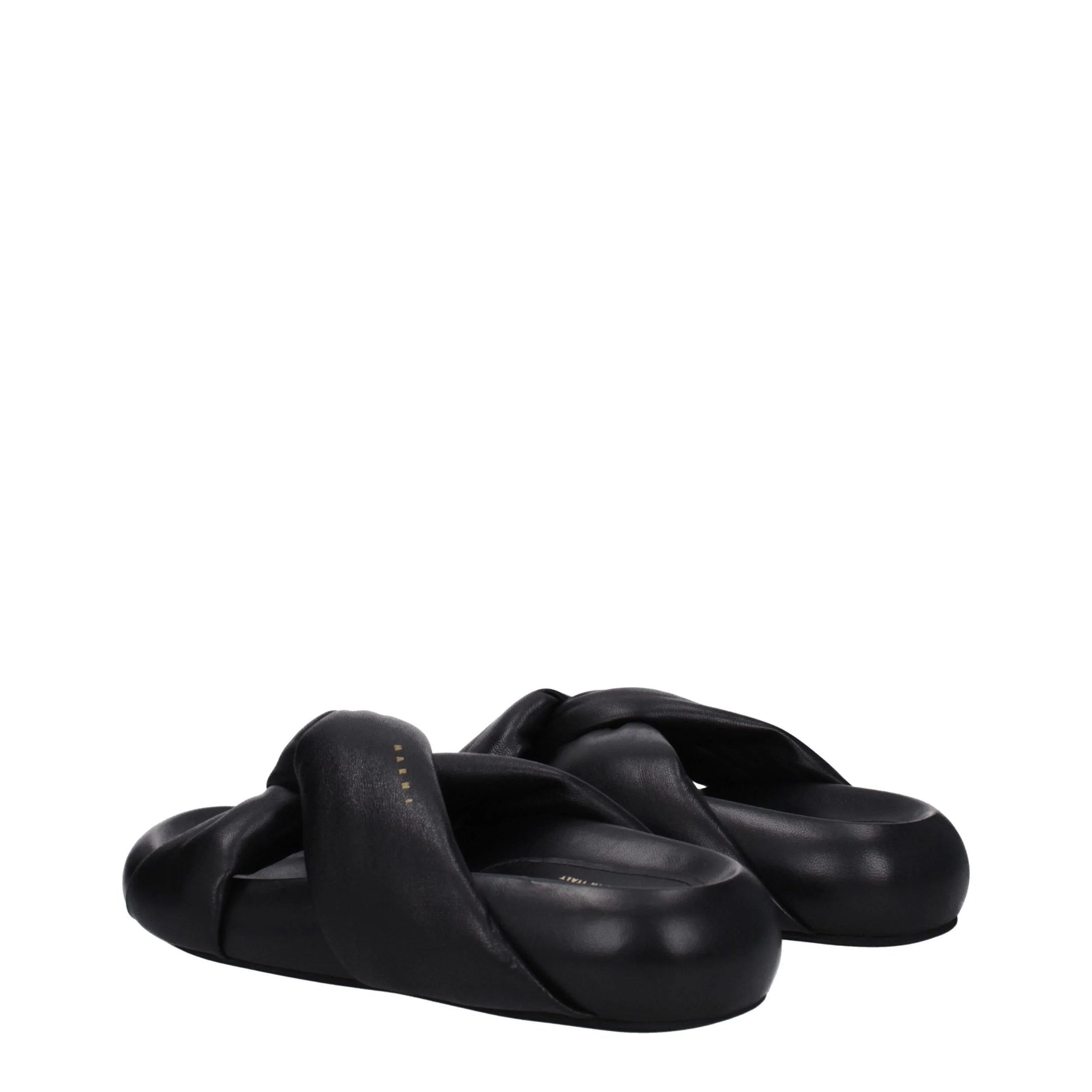 Marni Black Leather Slippers Sandals - Sandals