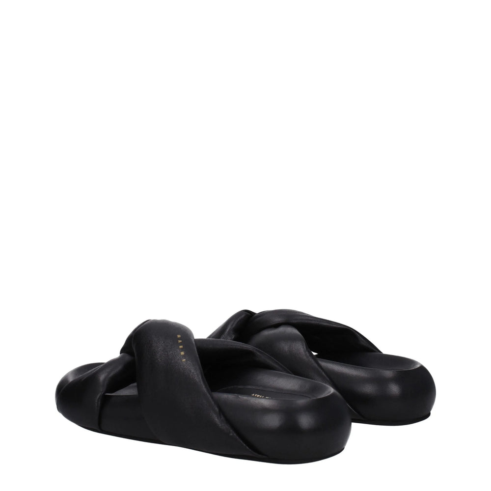 Marni Black Leather Slippers Sandals - Sandals