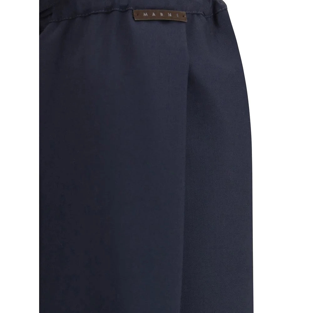 Marni Blue Fleece Wool Casual Pants