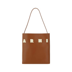 Marni Brown Calf Leather Bos Taurus Shoulder Bag