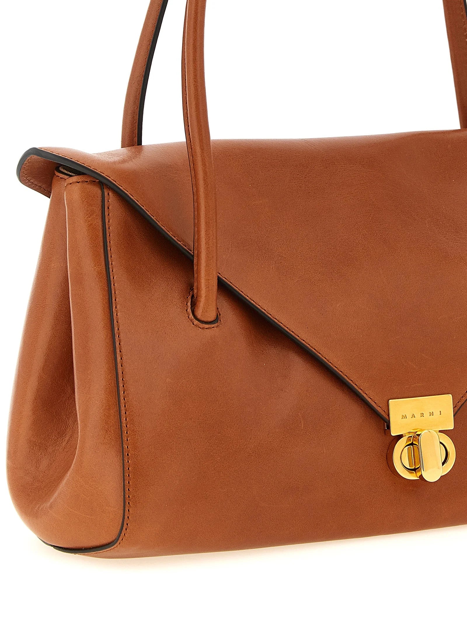 Borsa a spalla Marni in vitello marrone
