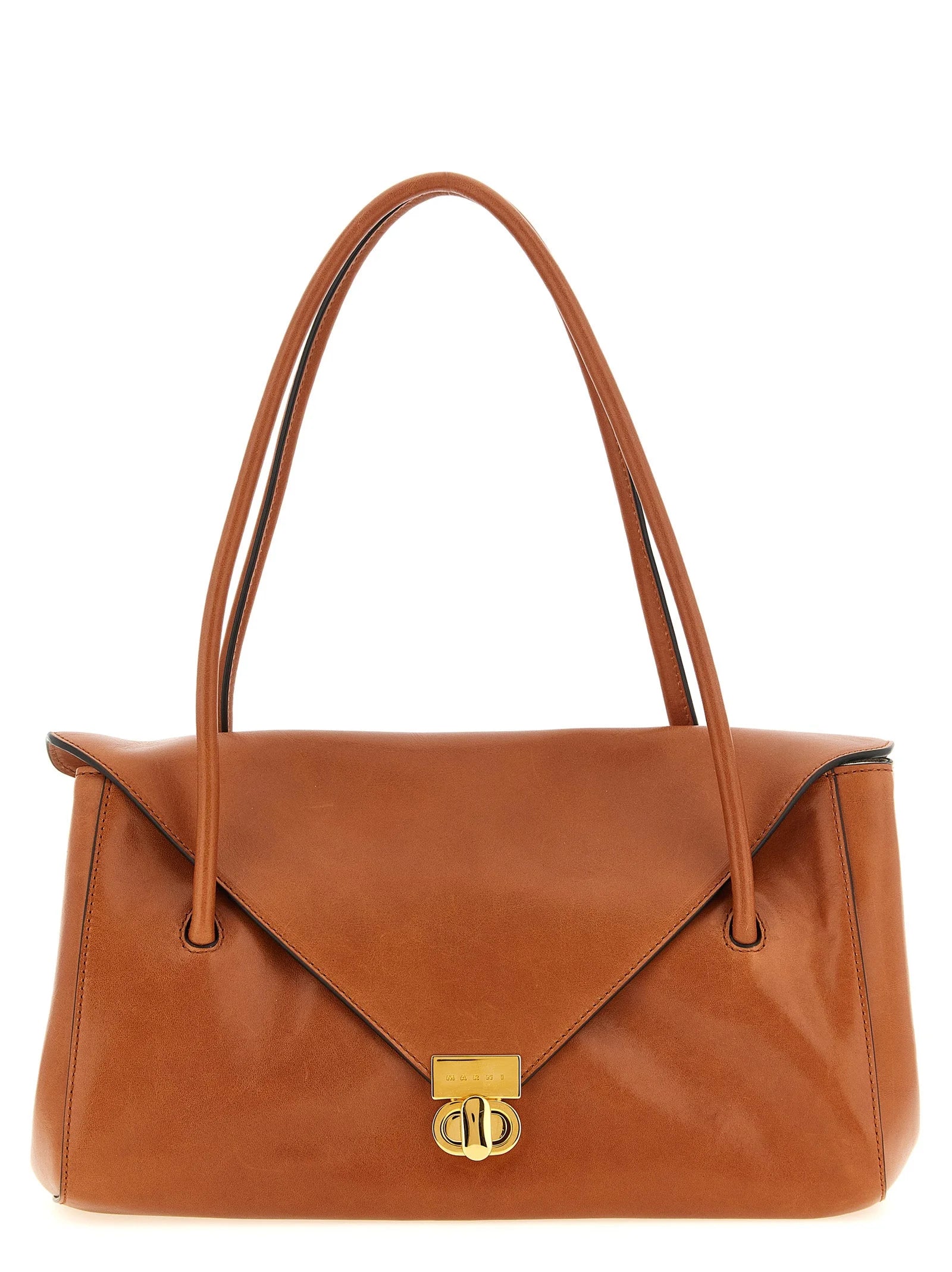 Borsa a spalla Marni in vitello marrone