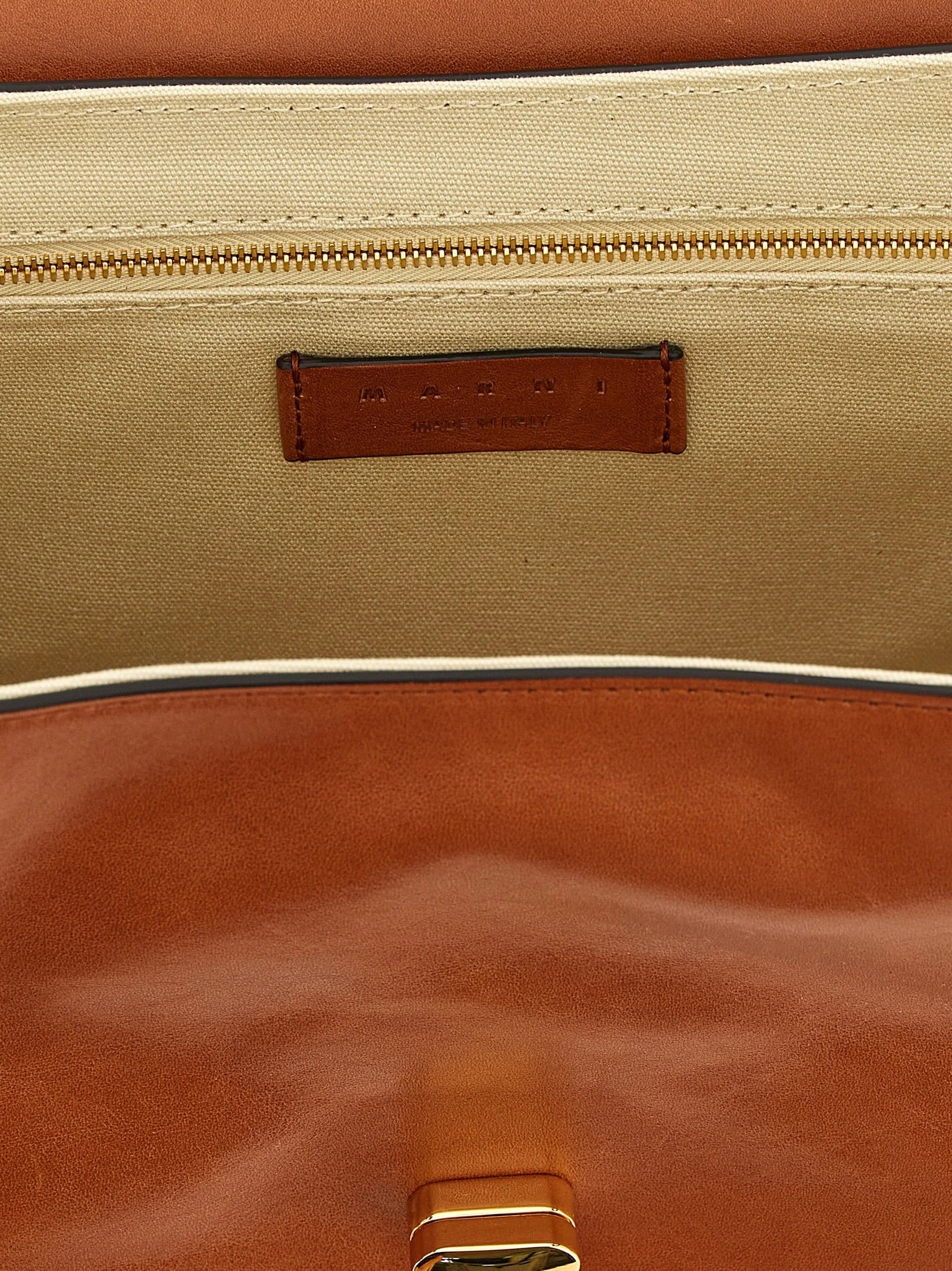 Borsa a spalla Marni in vitello marrone