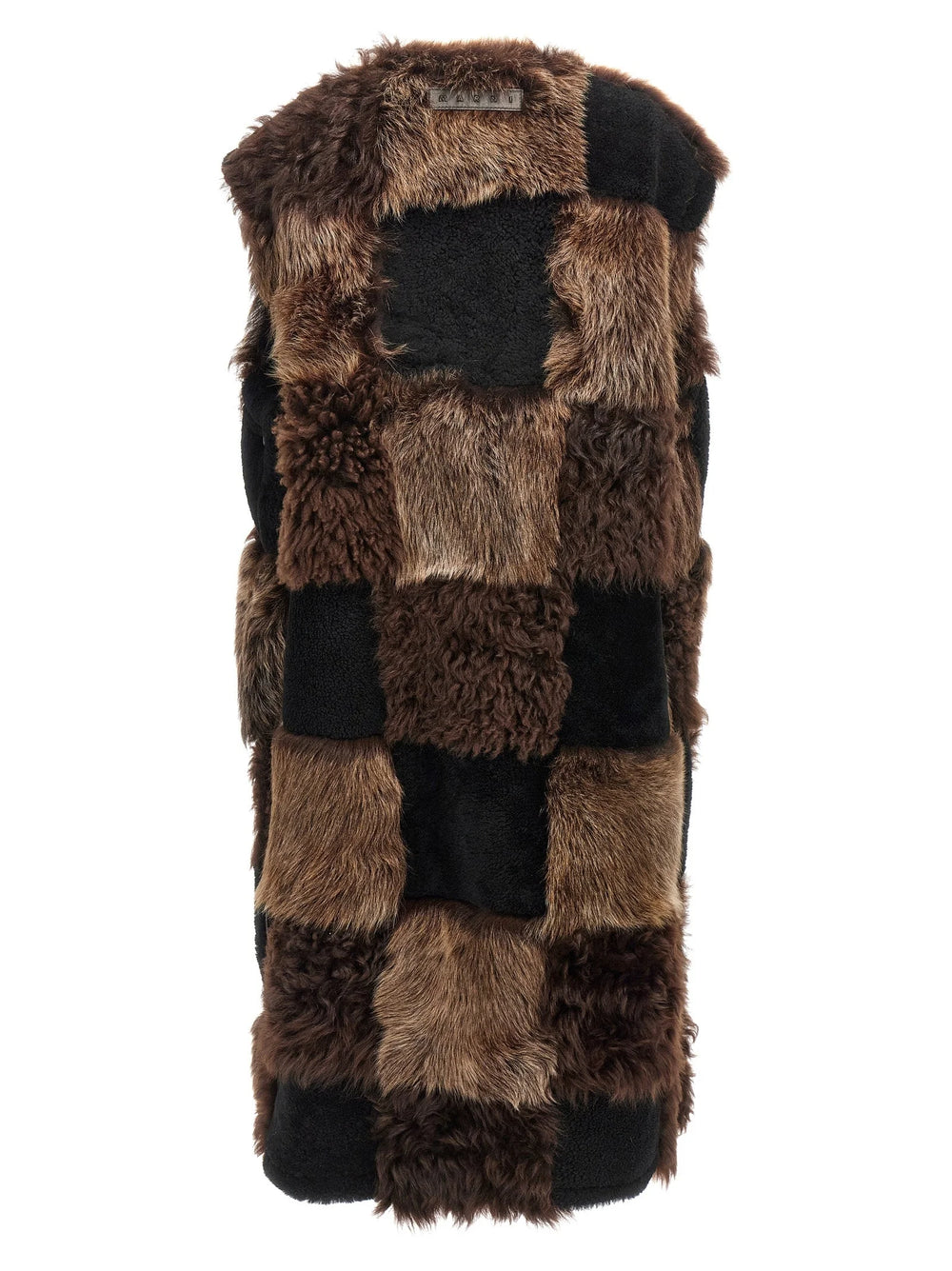 Marni Brown Lamb Fur Sleeveless Jacket - IT40