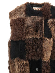 Marni Brown Lamb Fur Sleeveless Jacket - IT40