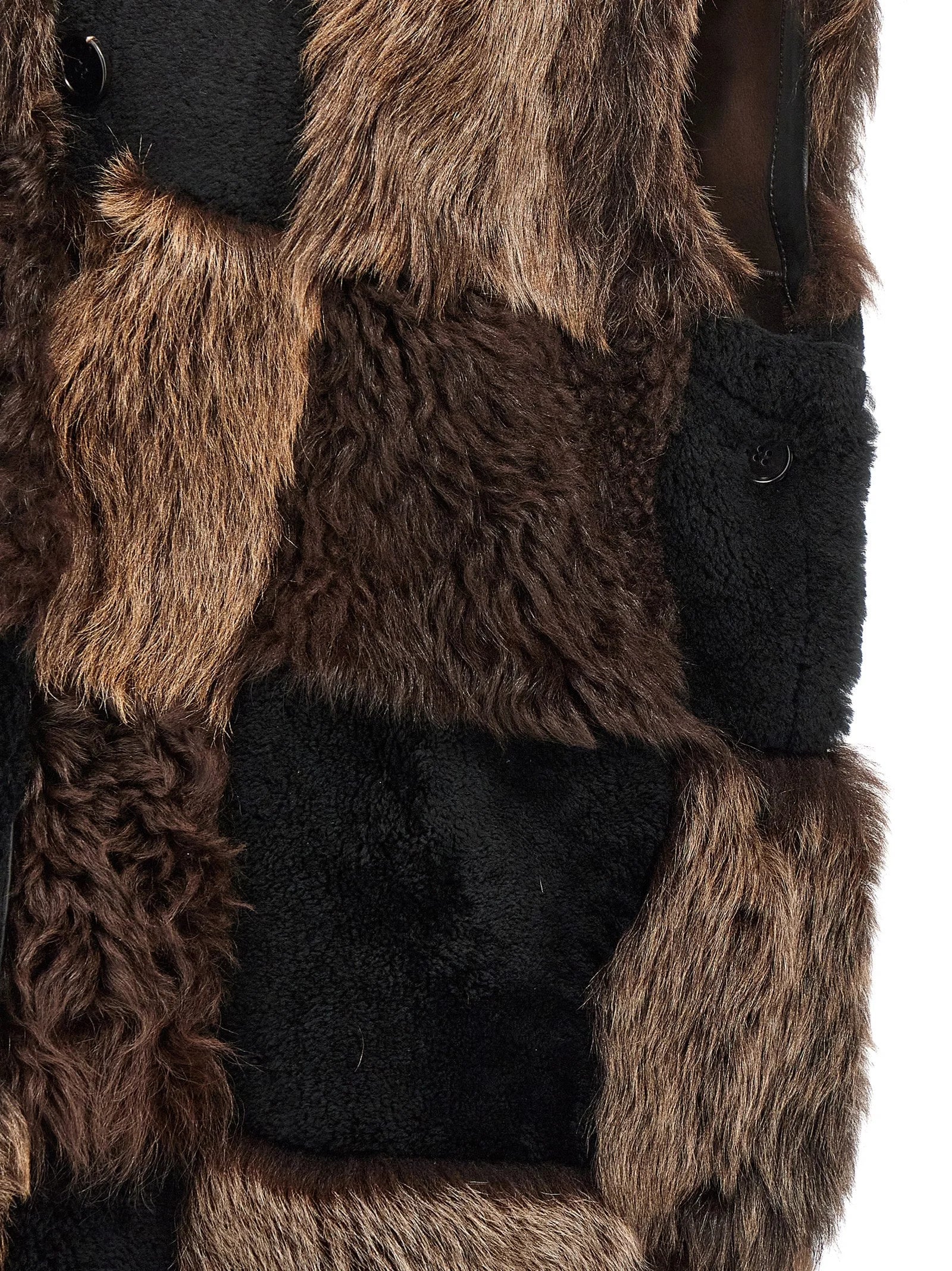 Marni Brown Lamb Fur Sleeveless Jacket - IT40