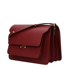 Bolsa de ombro de couro vermelha Marni