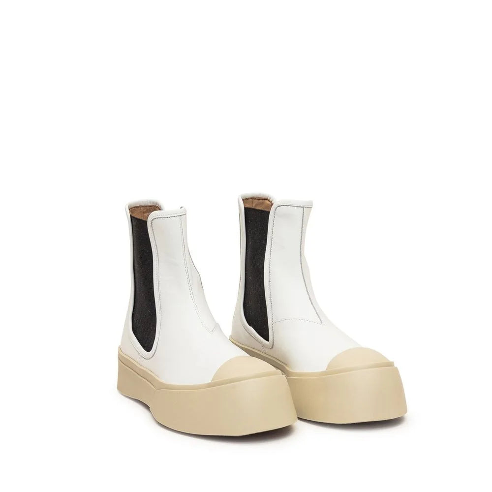 Marni White Calfskin Chelsea Boots - EU38/US8