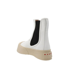 Marni White Calfskin Chelsea Boots - EU38/US8