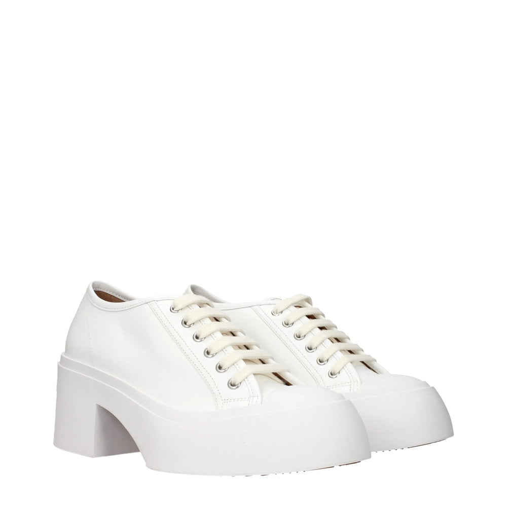 Baskets compensées en cuir blanc Marni - EU41/US11