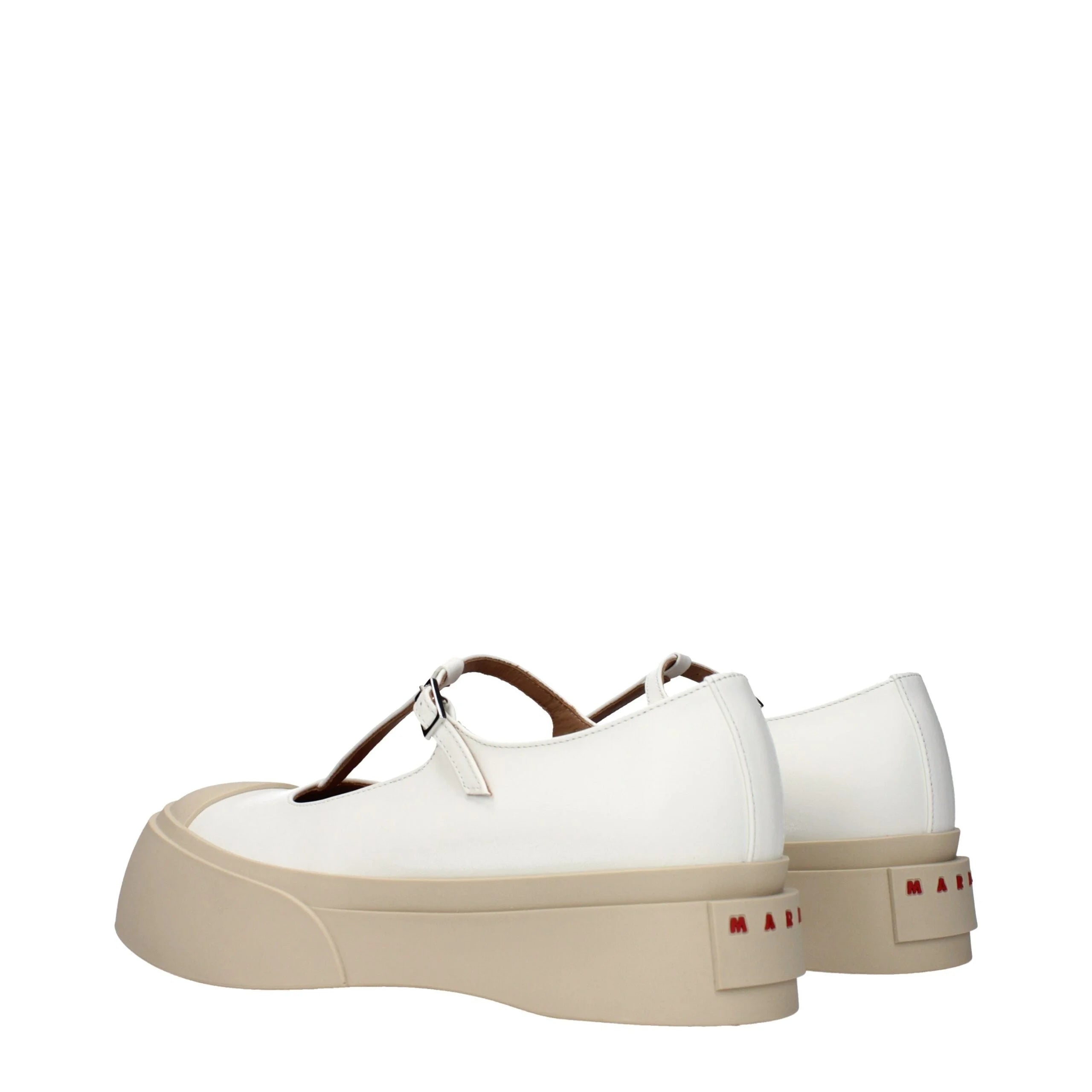 Marni White Leather Slip-On Loafers