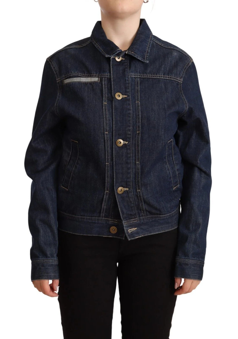 Master Coat Dark Blue Button Down Long Sleeves Denim Jacket - IT40|S - Trucker Jackets