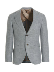 MAURIZIO MIRI Blue Silk Blazer - 48 | M