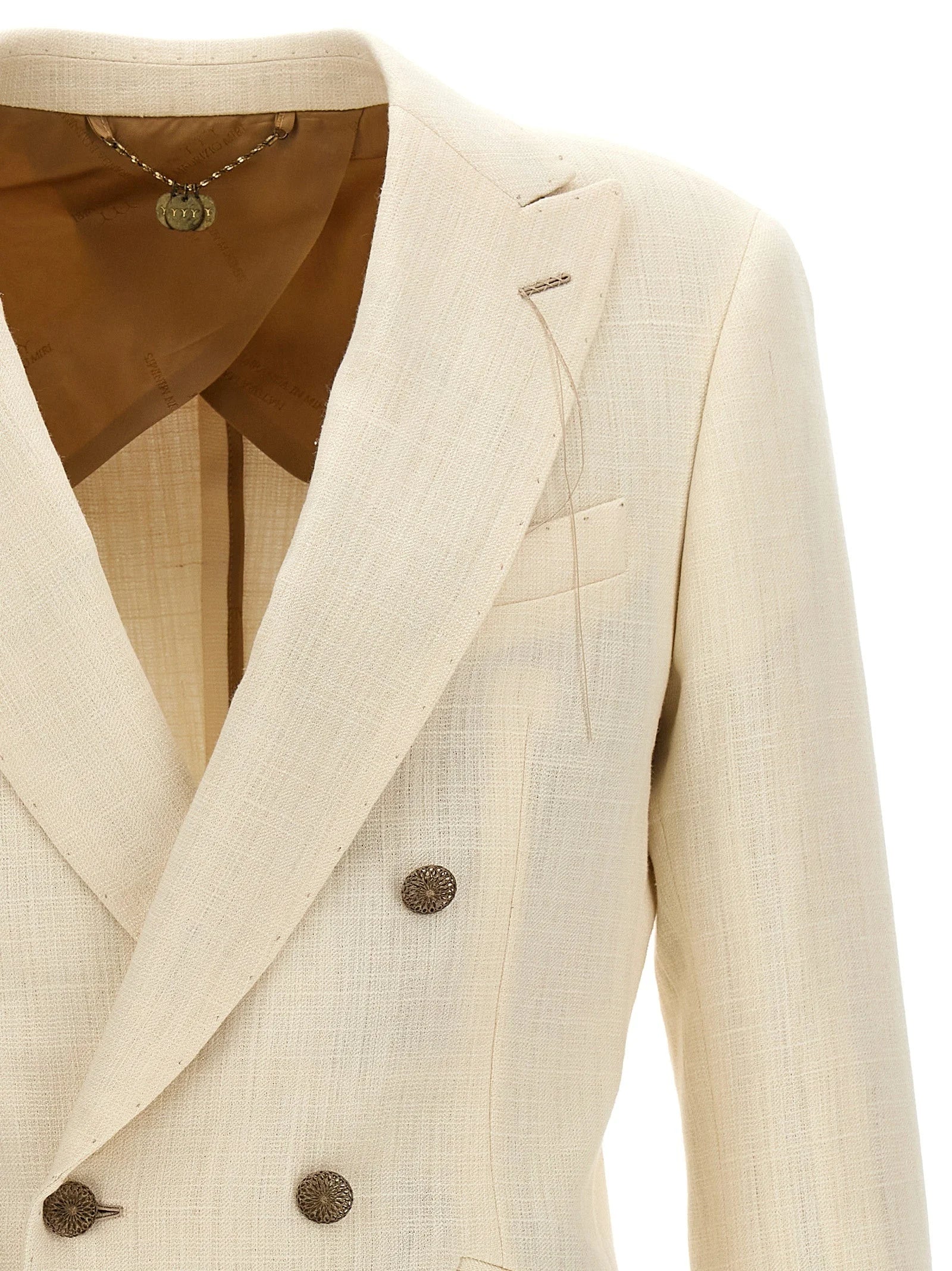 MAURIZIO MIRI White Silk Blazer - XXL
