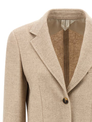 Max Mara Beige Alpaca Leather Blazer
