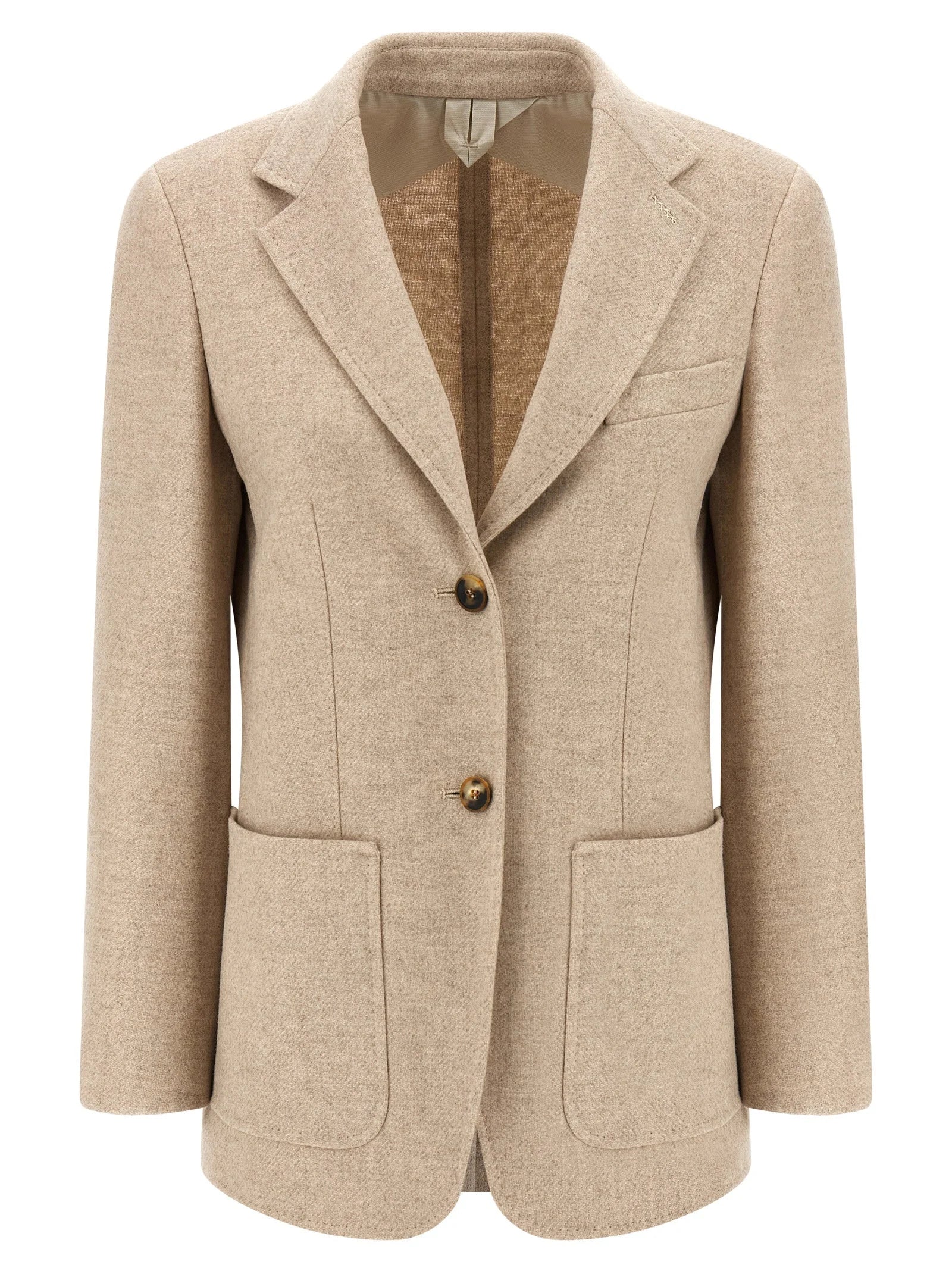 Max Mara Beige Alpaca Leather Blazer