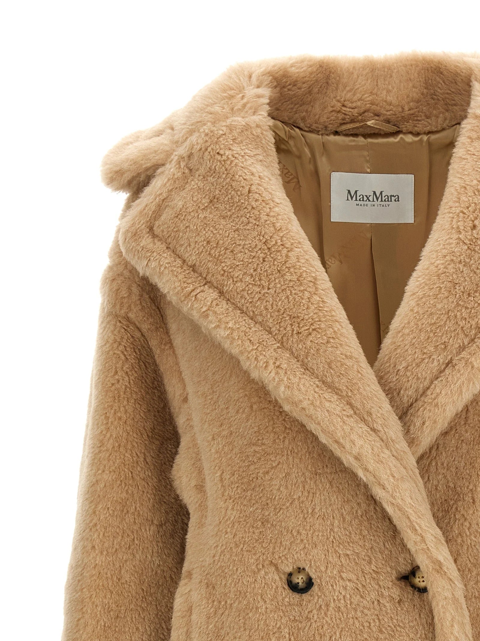 Max Mara Beige Alpaca Leather Coat - L